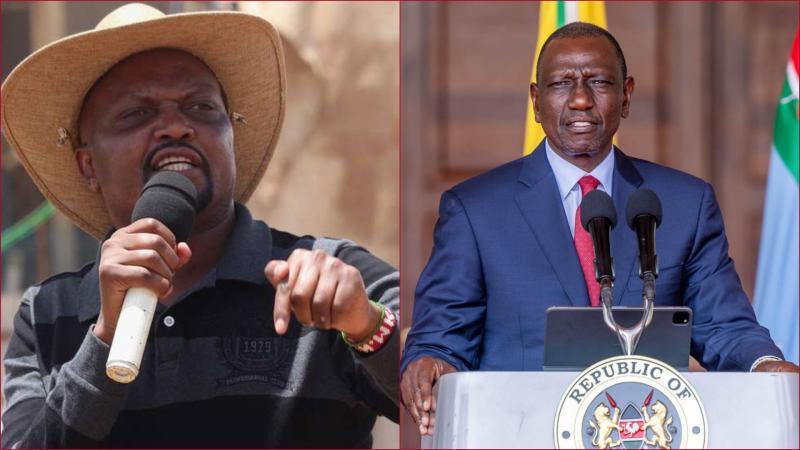 Collaged file photos of former Trade CS Moses Kuria and President William Ruto.